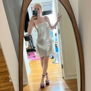 Silver chainmail brand new size L dress